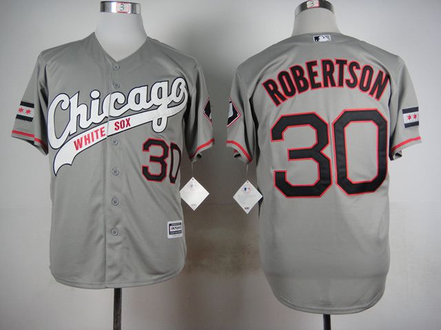 Men Chicago White Sox #30 Robertson Grey MLB Jerseys->chicago white sox->MLB Jersey